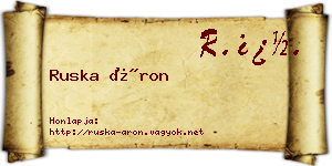 Ruska Áron névjegykártya